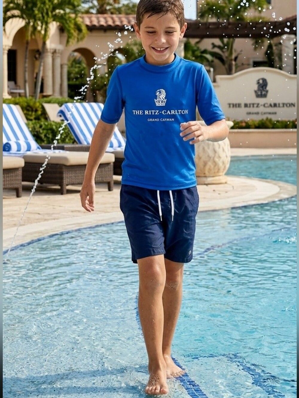 {The Ritz-Carlton} Grand Cayman Kids Blue Rash Guard T-Shirt - Size 4T
